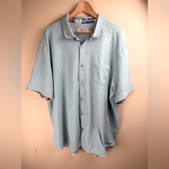 Tommy Bahama Blue Luau Five O’clock Island Zone Knit Camp Shirt Size XXXL/3X - Picture 1 of 8